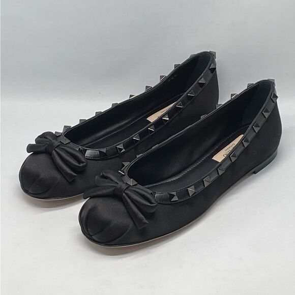 Valentino Garavani Rockstud Satin Ballerina Flats size 36.5 - Picture 3 of 14